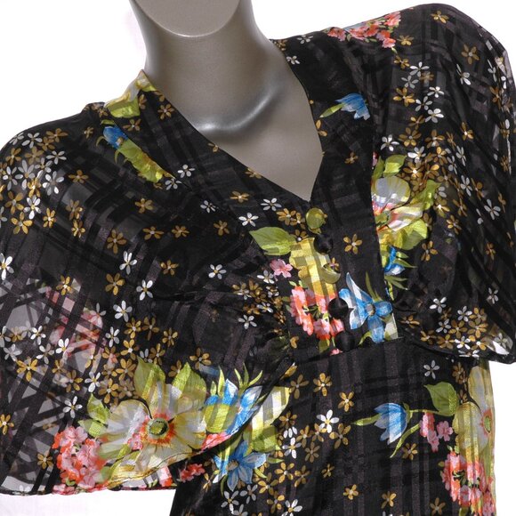 Maxi DRESS Sleeveless Lined Floral Party Cottage Core Vintage 70s 80s Sz XS - Picture 2 of 8